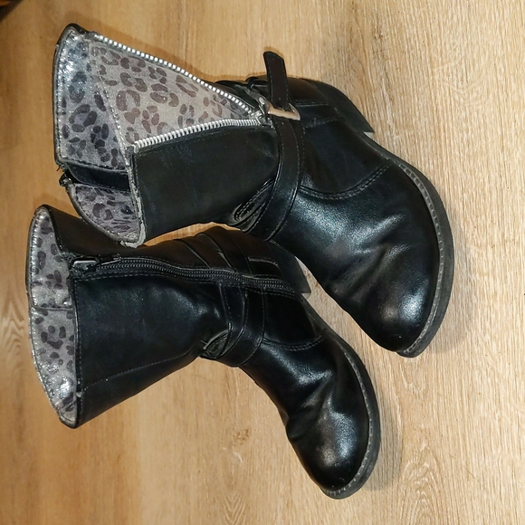Girls Black leather cowboy boots size 12 - Picture 3 of 6